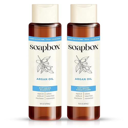 Soapbox Argan Oil & Vanilla Shampoo & Conditioner Set, Leaves Hair Smooth & Controls Frizz - Clean Ingredients Free of Harsh Chemicals, Sulfates Beauty & Personal Care Soapbox