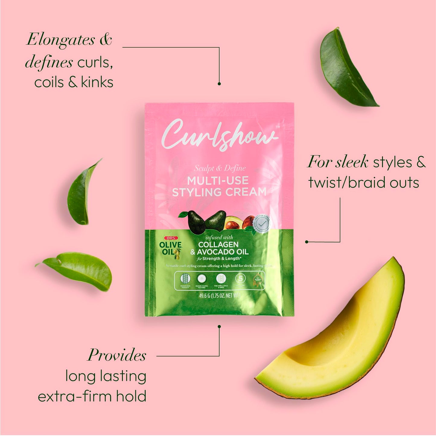 ORS Olive Oil Curlshow Multi-Use Styling Cream Infused with Collagen & Avocado Oil for Strength & Length Travel Packet 1.75 Ounce (1) Beauty & Personal Care ORS