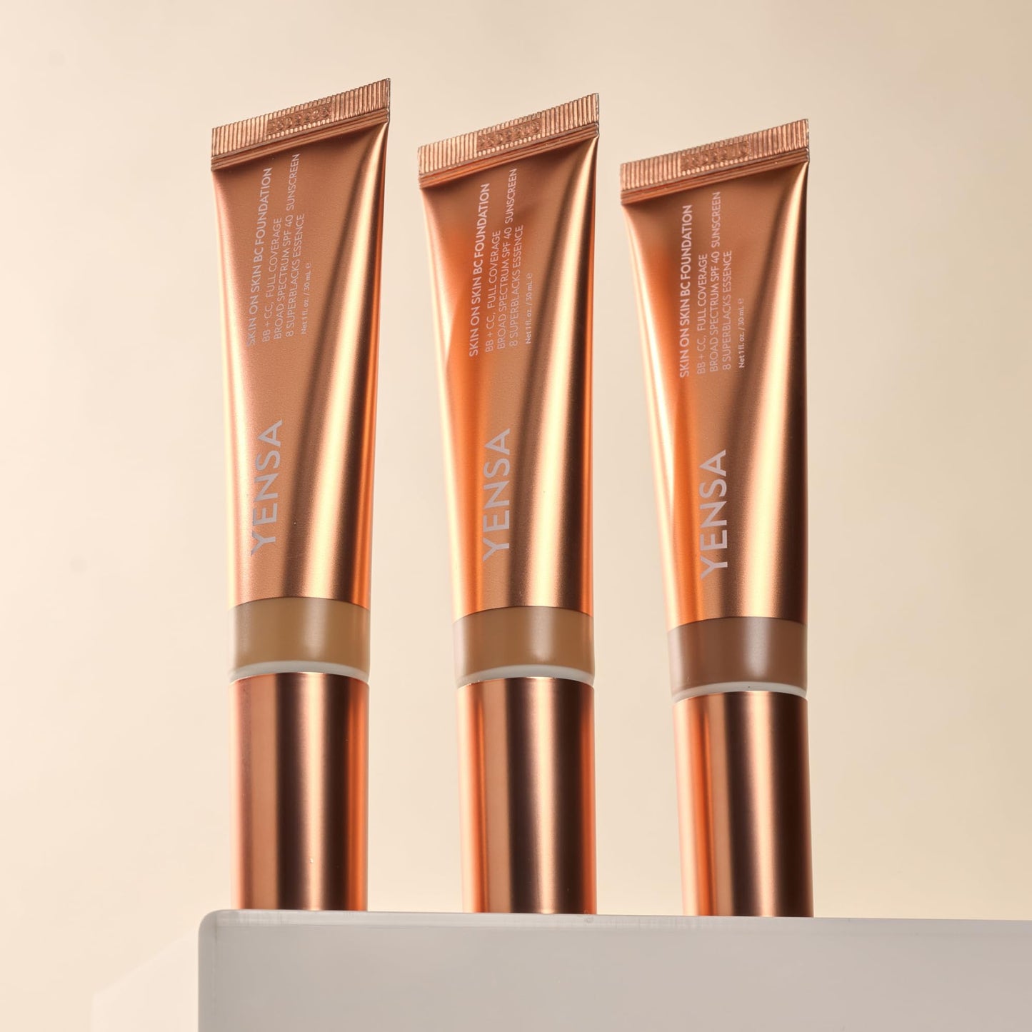 YENSA Skin on Skin BC Foundation Makeup - CC, BB Cream & Full Coverage Foundation-In-One - Buildable, Radiant Finish with SPF 40, Hyaluronic Acid Beauty & Personal Care YENSA