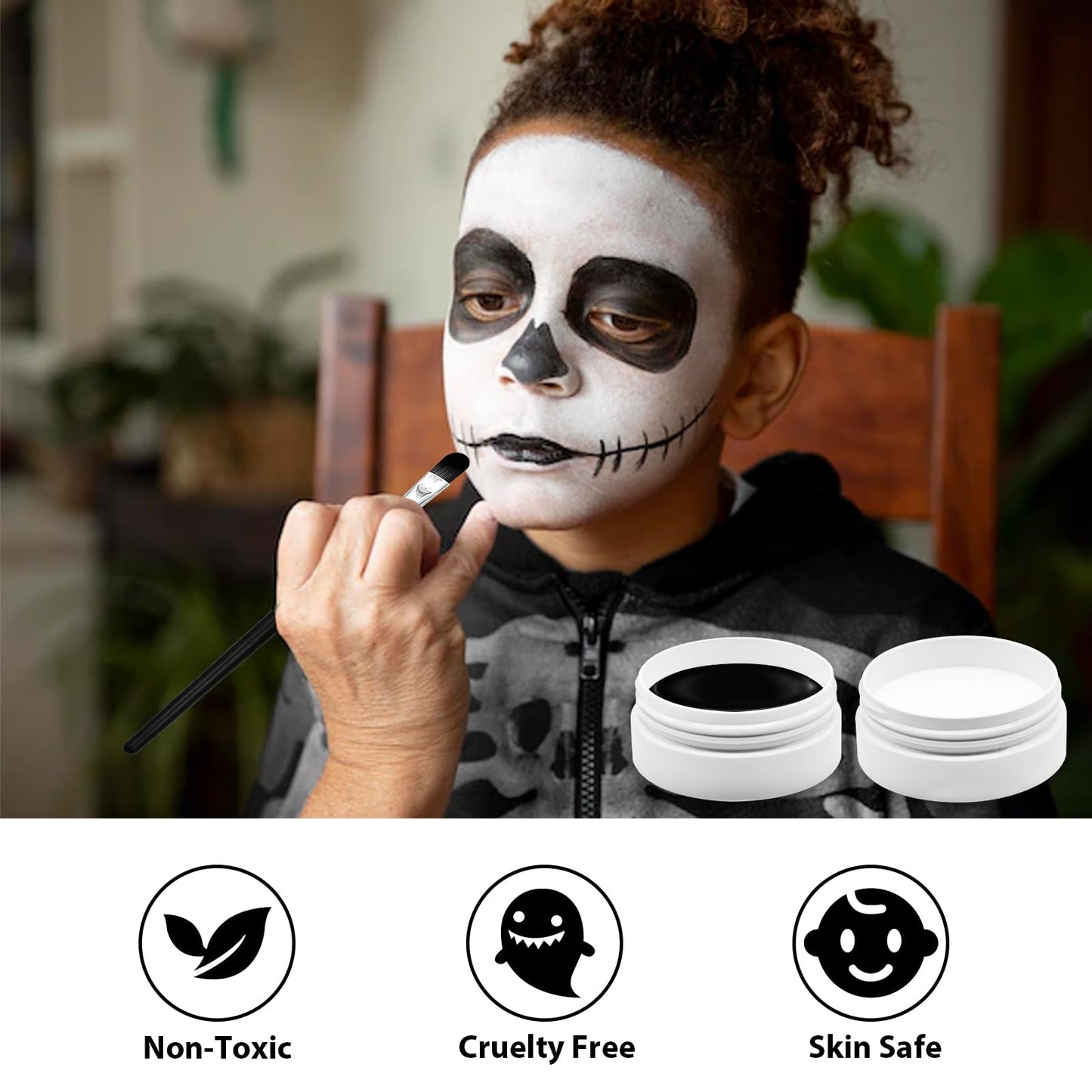 Black and White Face Paint Set - 2.47 oz Halloween Face Body Paint Skeleton Ghost Skull Cosplay Costume Professional SFX Corpse Special Effects Makeup Beauty & Personal Care Paezm