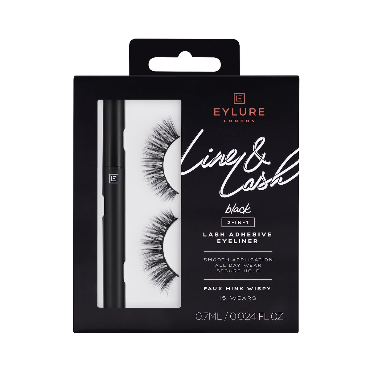 Eylure Line & Lash Kit, 2-in-1 Lash Black Glue Eyeliner and False Lashes, Faux Mink Wispy Beauty & Personal Care Eylure