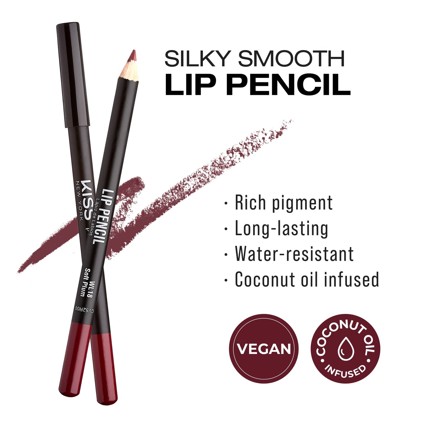 Kiss New York Professional Slim Long-Wear Lip Liner Pencil, Matte Finish Beauty & Personal Care Kiss