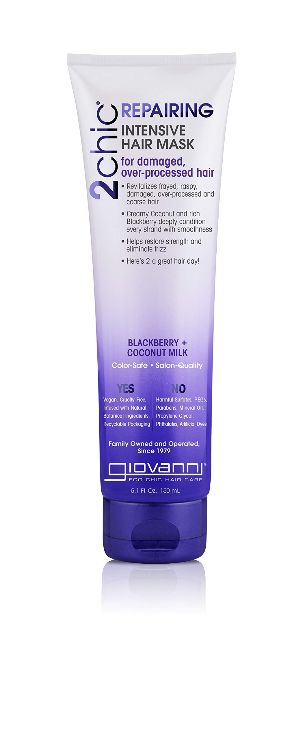 GIOVANNI 2chic Ultra-Repairing Hair Mask - Blackberry & Coconut Oil for Dry, Damaged & Processed Hair, Argan, Jojoba, Shea Butter & Keratin, Lauryl Beauty & Personal Care GIOVANNI