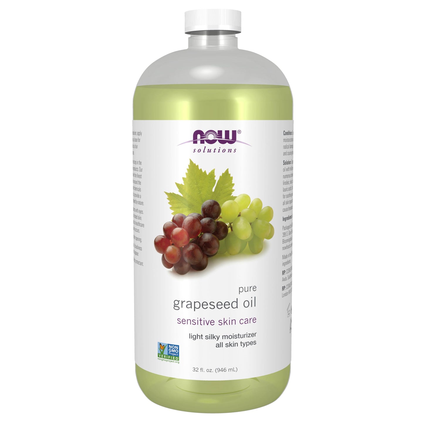 NOW Solutions, Grapeseed Oil, Skin Care for Sensitive Skin, Light Silky Moisturizer for All Skin Types, 32-Ounce Beauty & Personal Care NOW Foods