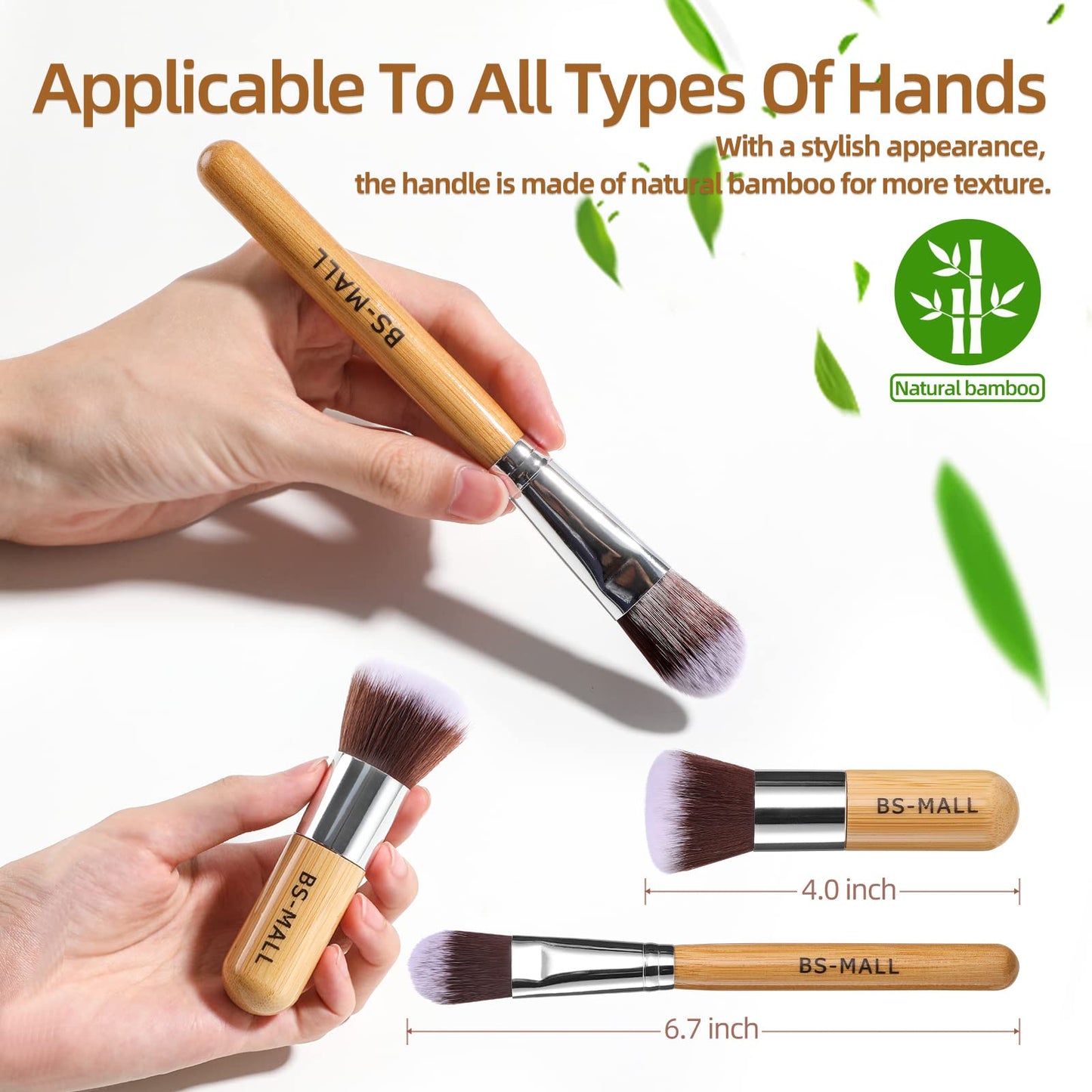 BS-MALL Makeup Brush Set 11Pcs Bamboo Synthetic Kabuki Brush Set Foundation Powder Blending Concealer Eye shadows Blush Cosmetics Brushes Beauty & Personal Care BS-MALL