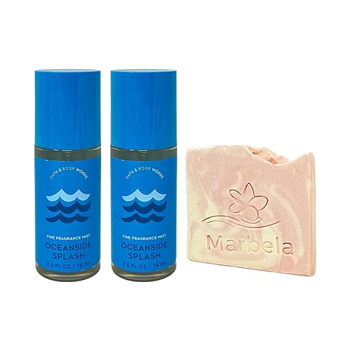 Bath & Body Works Oceanside Splash - 2 Travel Size Fine Fragrance Mists (2.5 fl oz / 75 mL Each) with a Himalayan Salts Springs Sample Soap Beauty & Personal Care Bath & Body Works