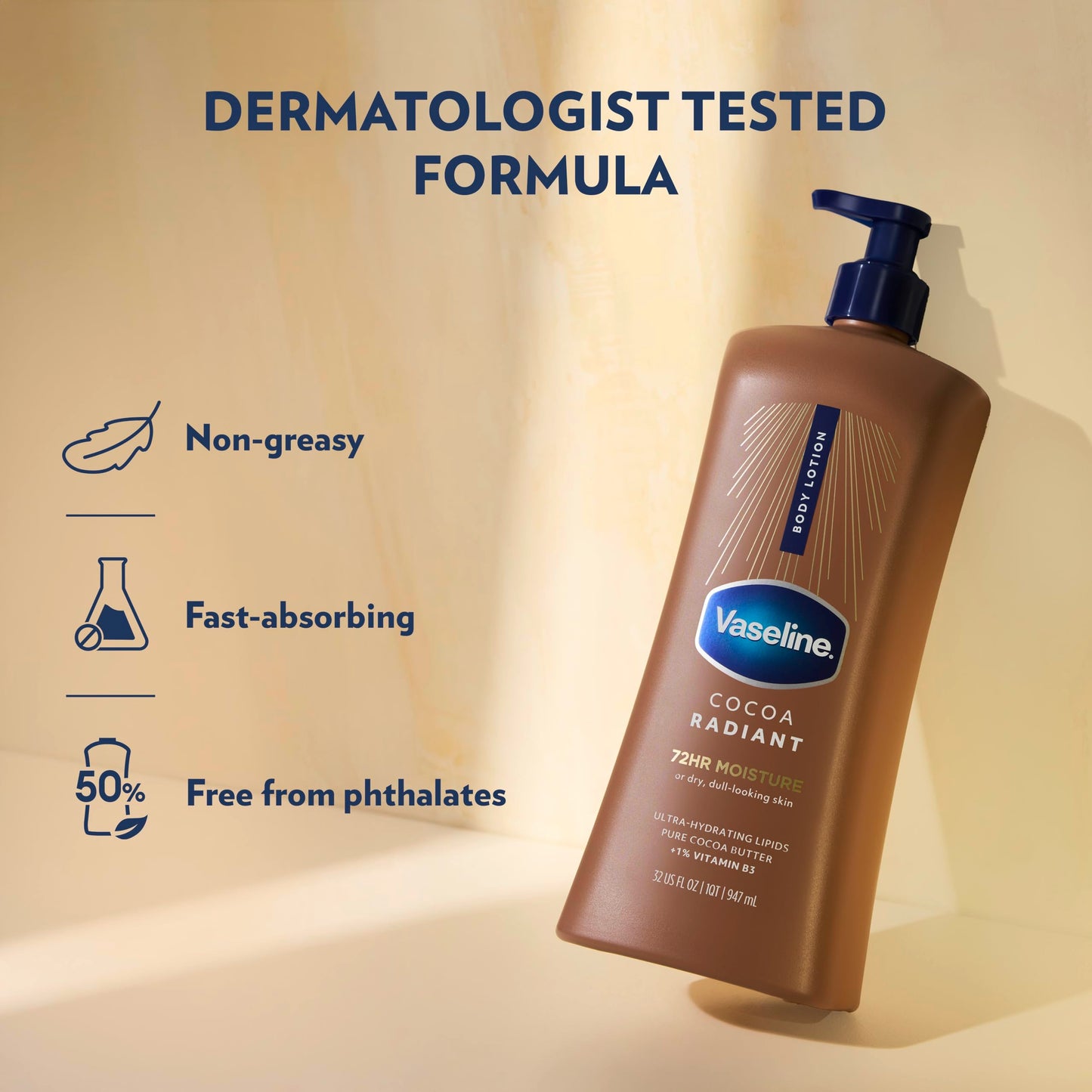 Vaseline Intensive Care Body Lotion Cocoa Radiant for Dry Skin Lotion Made with Ultra-Hydrating Lipids and Pure Cocoa Butter for a Long-Lasting Beauty & Personal Care Vaseline