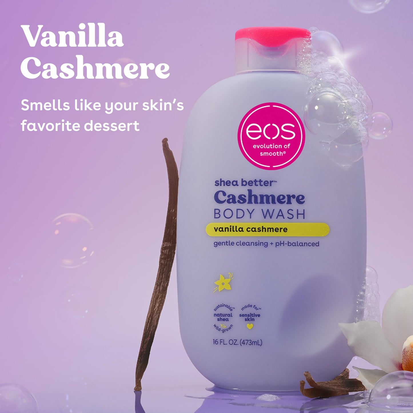 eos Travel Vanilla Cashmere Body Wash- Travel Size Body Wash, Hydrating, Moisturizing, Toiletries, Mini, Shea Butter, 2.5 fl oz Beauty & Personal Care eos
