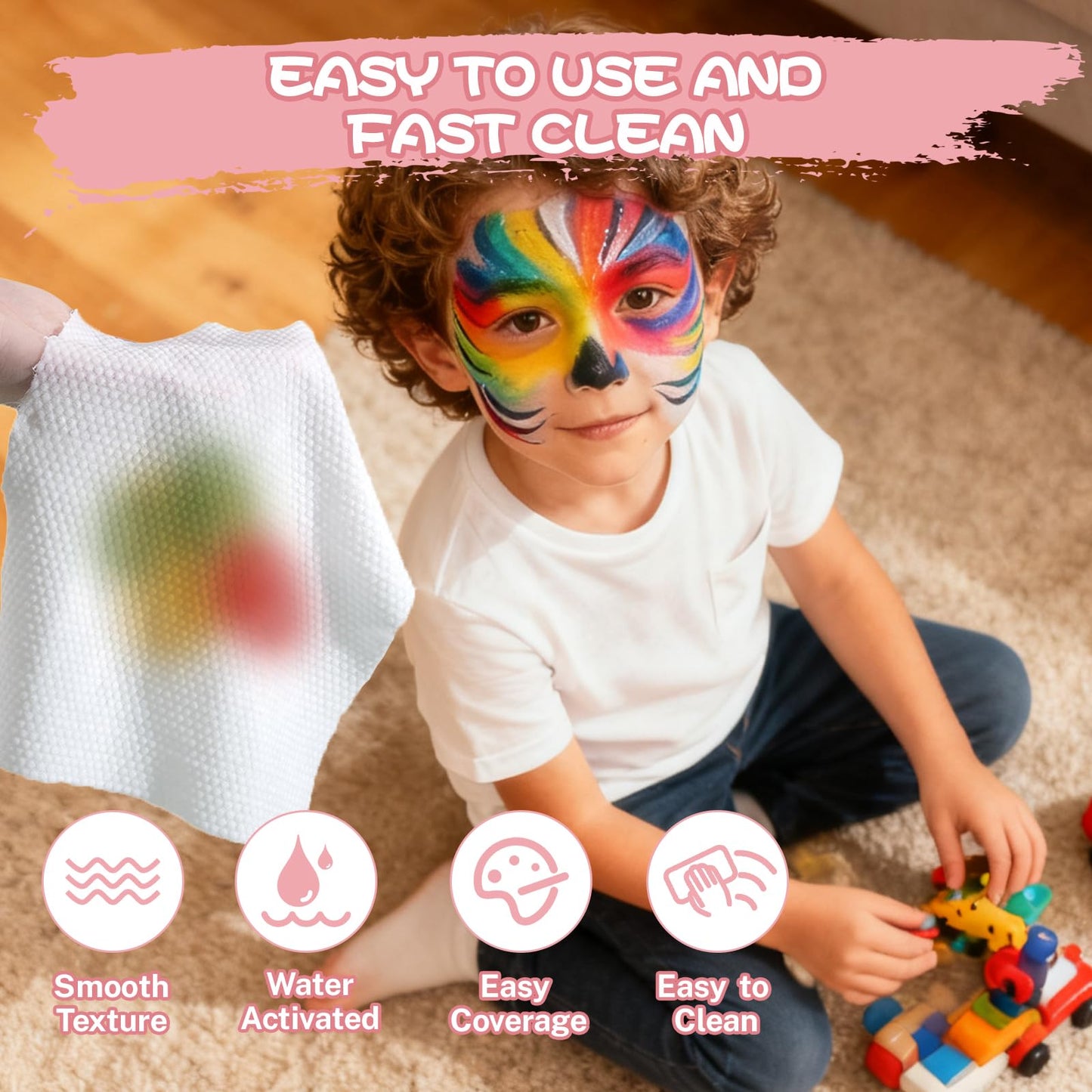 KNLDEFV 42 Color Kids Face Painting Kit, Non Toxic Water Activated Face Paint Palette with Stencils, Brush, Sparkle Gems. Perfect for Birthday Beauty & Personal Care KNLDEFV