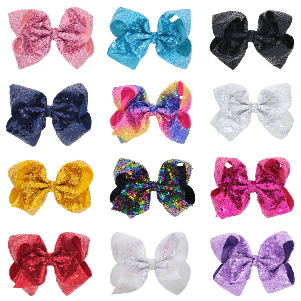 Xansema Hair Accessories: 8 Inches Sequin Alligator Barrettes for Women, Teens, and Girls (Rose) Beauty & Personal Care Xansema