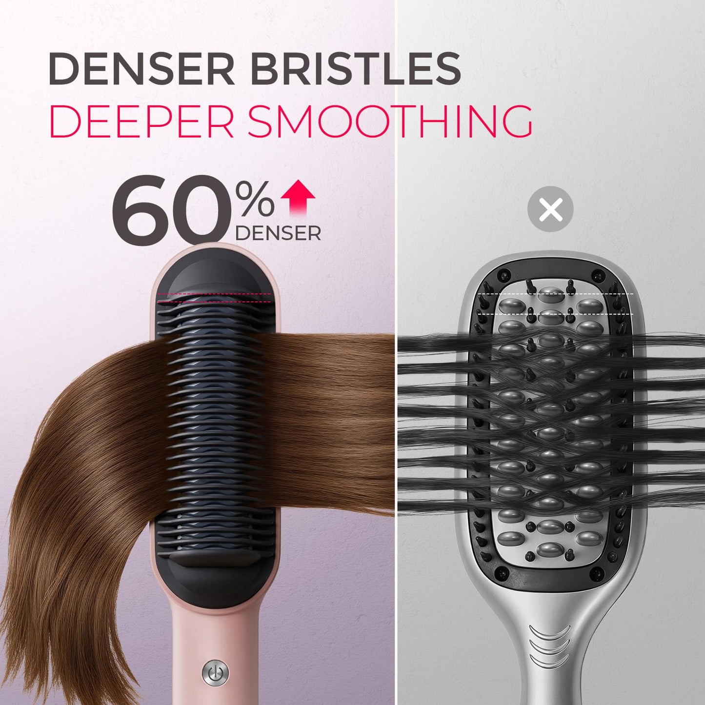 TYMO Ring Hair Straightener Brush - Hair Straightening Iron with Built-in Comb, 20s Fast Heating & 5 Temp Settings & Anti-Scald, Perfect Beauty & Personal Care TYMO
