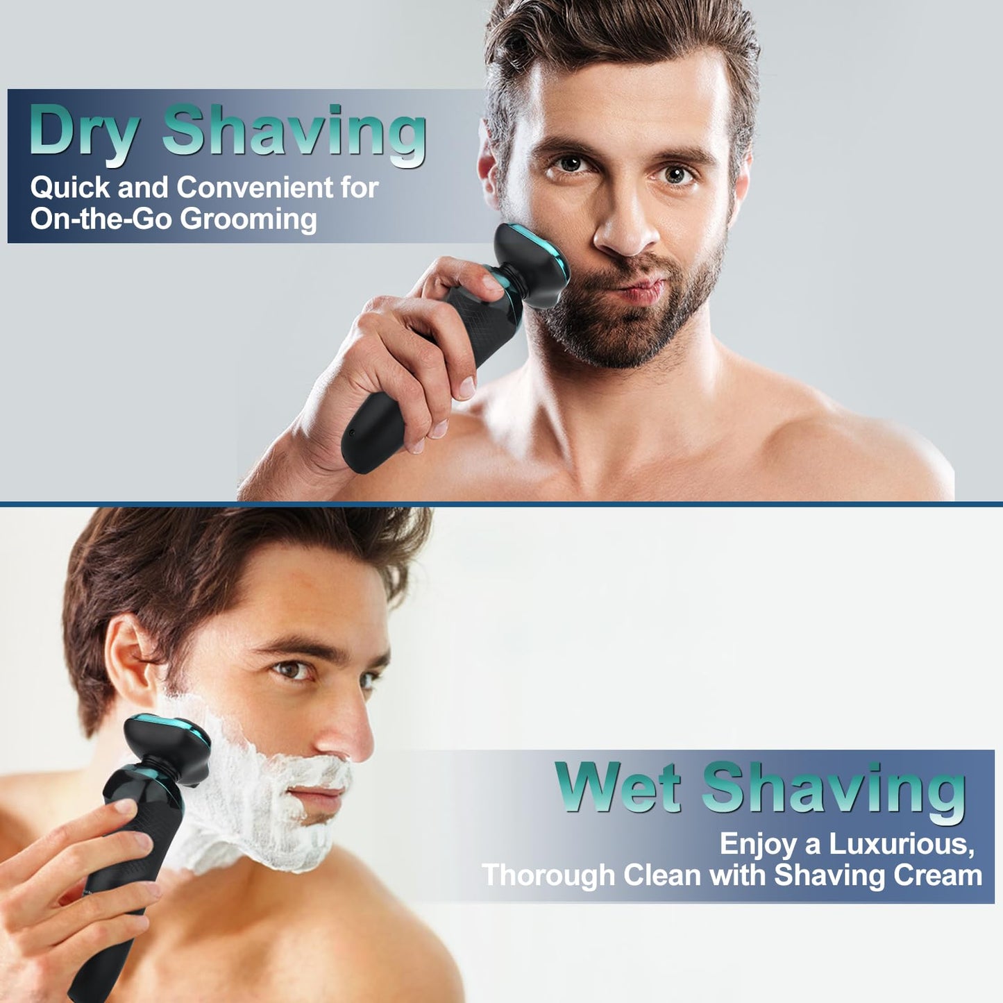 Electric Razor for Men, 4D Dual-Ring Floating Head Electric Shaver, IPX7 Waterproof Wet & Dry Shaver, USB-C Fast Charging 120Mins Long Runtime Beauty and Personal Care Handsomeface