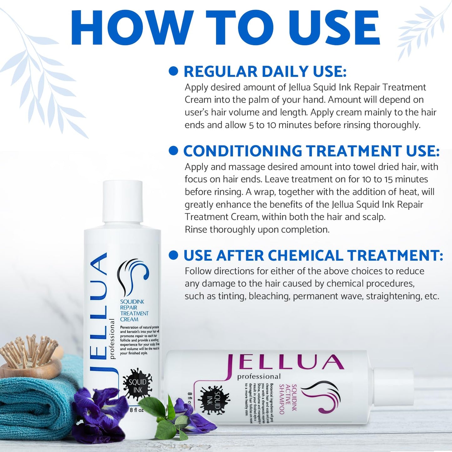 Jellua Squidink Active Shampoo and Repair Treatment Cream 8.0 Oz Duo Beauty & Personal Care Jellua