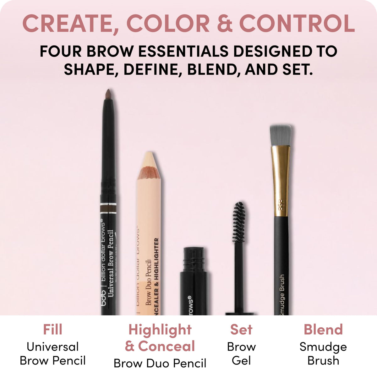 Billion Dollar Brows Best Sellers Kit 4 Piece Eyebrow Makeup Starter Set