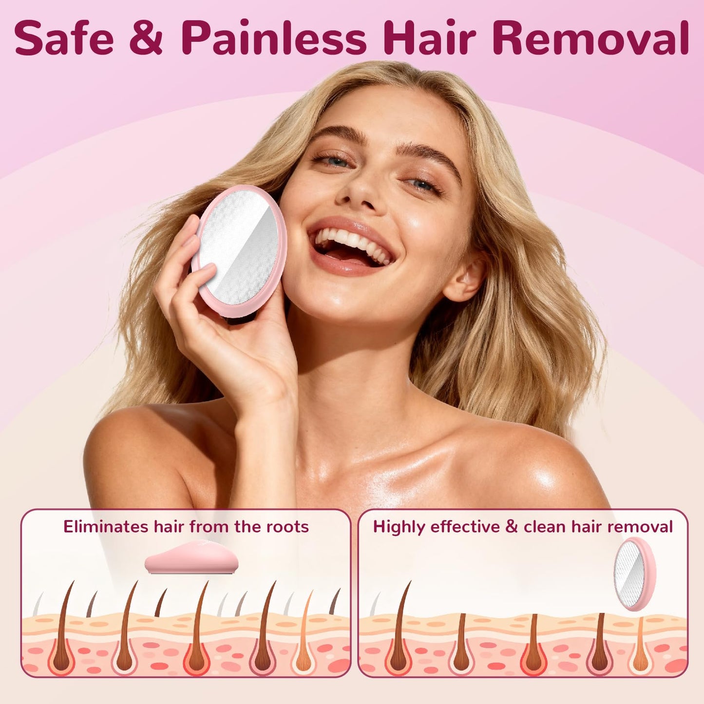 hoyesch Crystal Hair Eraser for Women and Men, Reusable Crystal Hair Remover Painless Exfoliation Epilators Hair Removal for Women, Magic Hair Eraser Beauty and Personal Care hoyesch