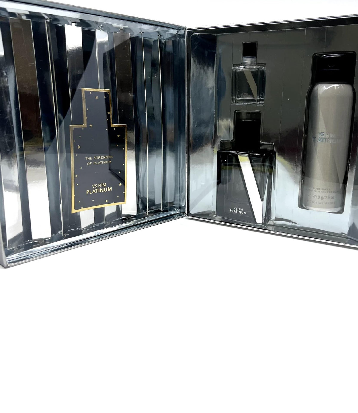 Victoria's Secret VS Him Platinum 3 Piece Gift Set 1.7 oz Eau De Parfum, 2.5 oz Body Spray & 0.25 Eau de Parfum