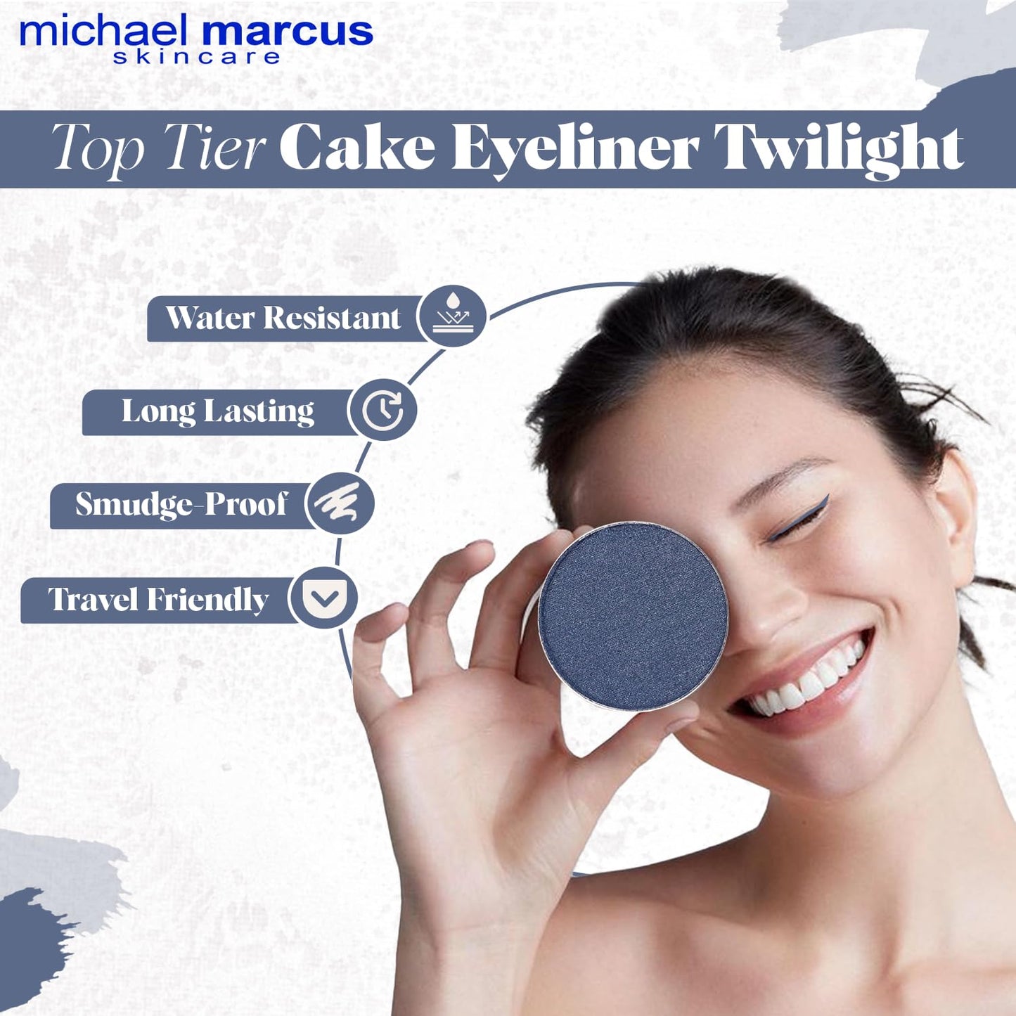 michael marcus Makeup Cake Eye Liner (Twilight) - Water Activated Dry Pressed, Long-Lasting, Vibrant Color & Smudge Resistant Eyeliner - Cruelty Beauty & Personal Care michael marcus