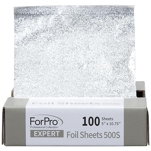 ForPro Expert Embossed Foil Sheets 500S, Aluminum Hair Foils for Color Application and Highlighting Services, Food Safe, Pop-Up Dispenser, 5” W x Beauty & Personal Care ForPro Professional Collection