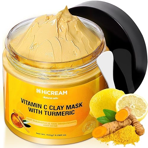 Hicream Turmeric Vitamin C Clay Mask with Kaolin Clay and Turmeric for Dark Spots, Dull Skin, Skincare Facial Mask for Controlling Oil and Refining Beauty & Personal Care Hicream