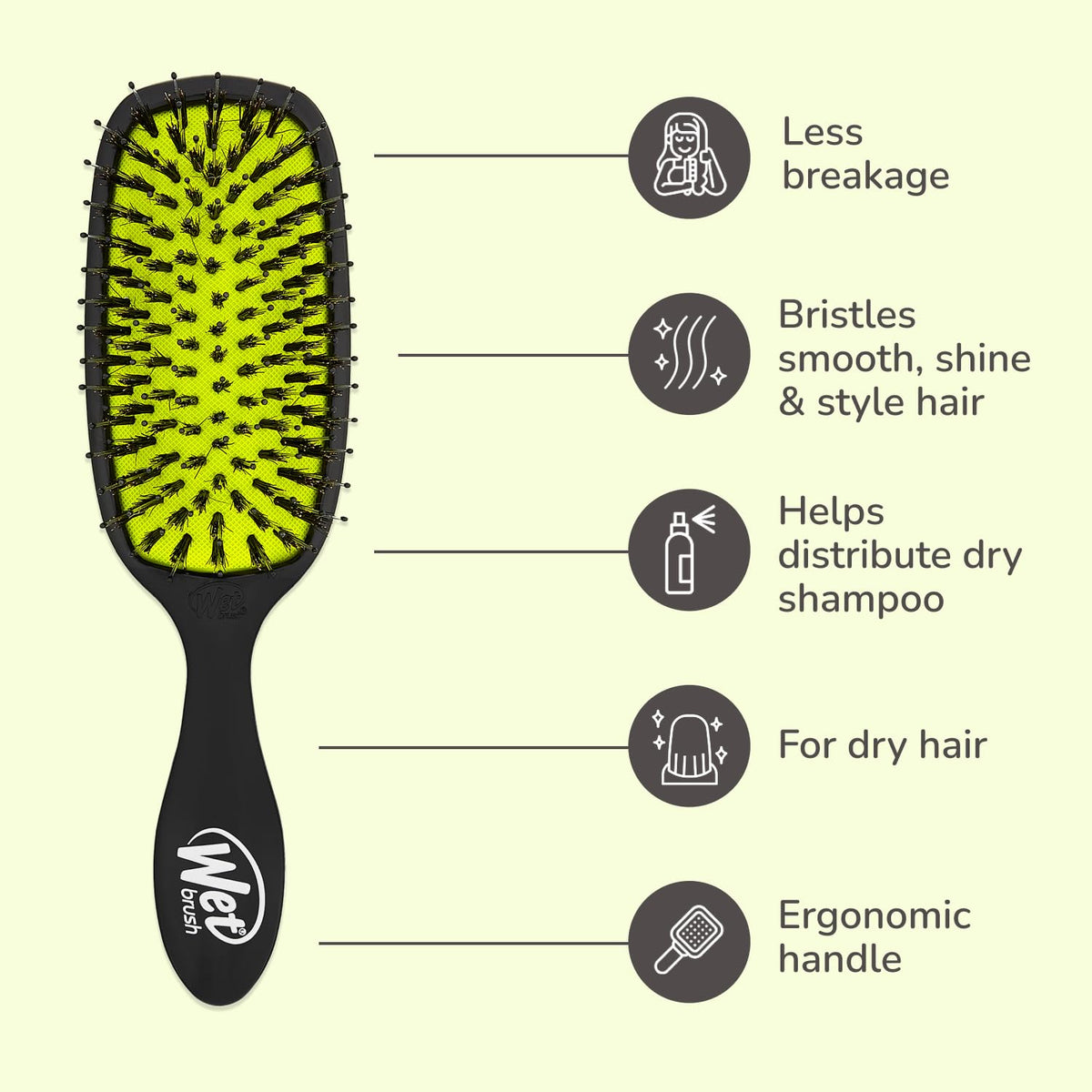 Wet Brush Shine Enhancer Hair Brush, Purple - Exclusive Ultra-soft IntelliFlex Bristles - Natural Boar Bristles Leave Hair Shiny And Smooth For All