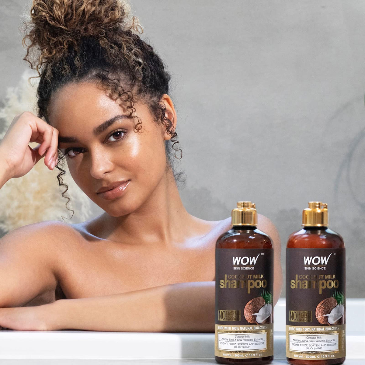WOW Skin Science Natural Coconut Milk Shampoo For Hair Growth, Curly & Wavy Hair, Men & Women - Hydrating Shampoo with No Sulfates, No Parabens (16.9