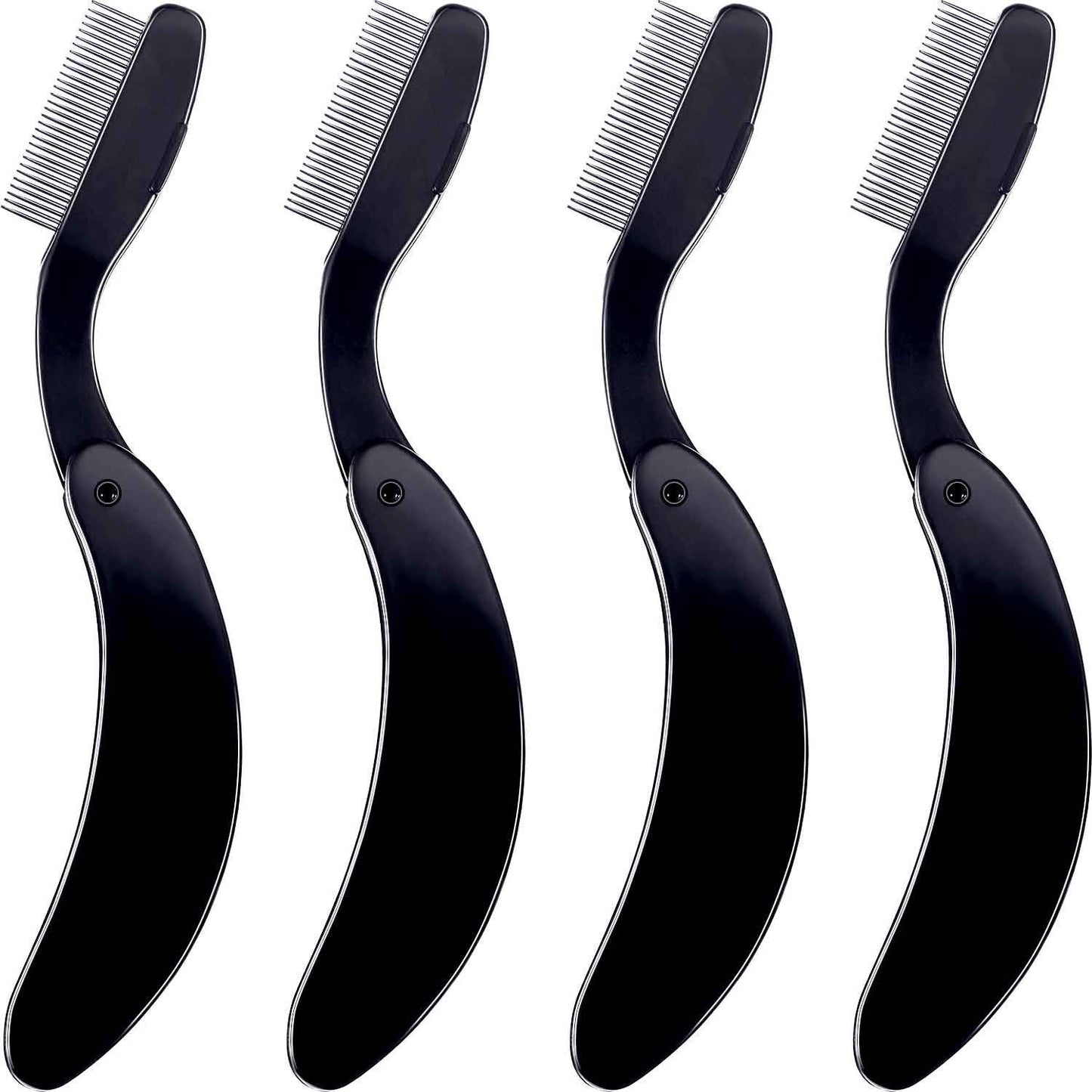 TecUnite 4 Packs Folding Eyelash Comb, Stainless Steel Teeth Eyebrow Comb Lash and Brow Makeup Brush (Black) Beauty & Personal Care TecUnite