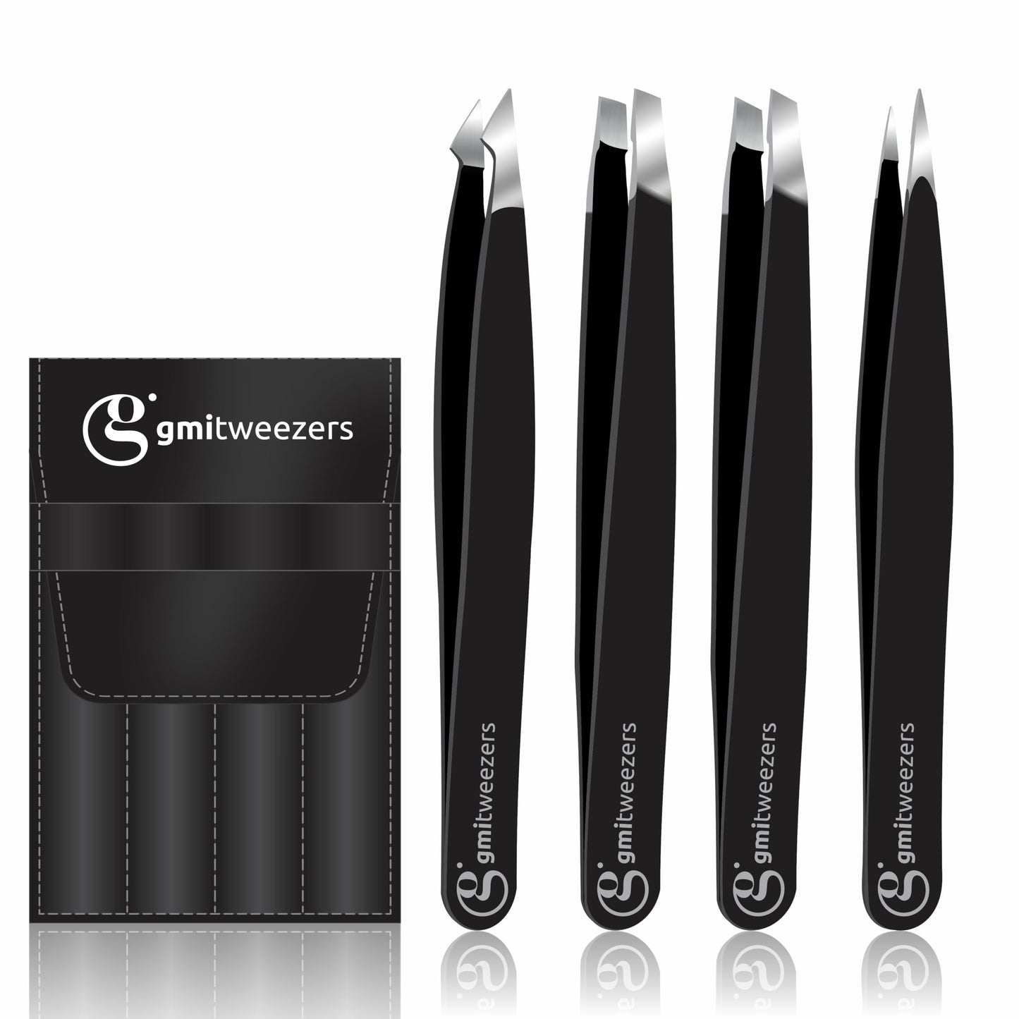 Professional Eyebrow Tweezers Set of 4 - Stainless Steel Precision Tweezers Kit for Facial Hair Removal, Ingrown Hair, Splinter & Eyebrow Shaping Beauty and Personal Care GMI TWEEZERS