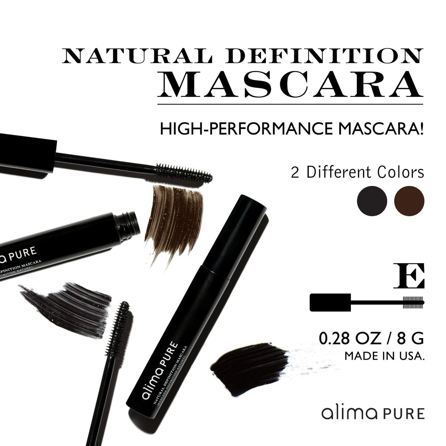 Alima Pure | Natural Definition Mascara | With Jojoba Oil and Beeswax | Eye Makeup | Black Mascara | Mineral Makeup | Black, .28 oz/ 8 g Beauty & Personal Care Alima Pure