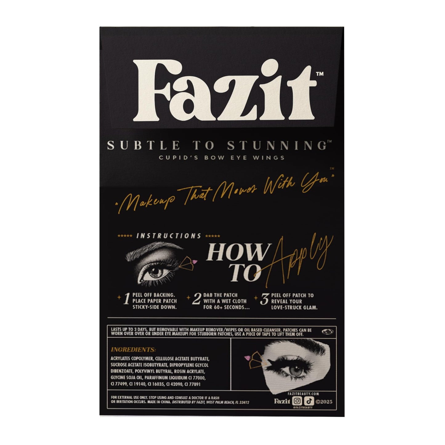 Fazit Makeup Patches - Cupid's Bow Eye Wings - Glow Up Make-Up Patches - Cute Glitter Makeup Accessories For Women - Cosmetic Glitter For Face Beauty & Personal Care Fazit