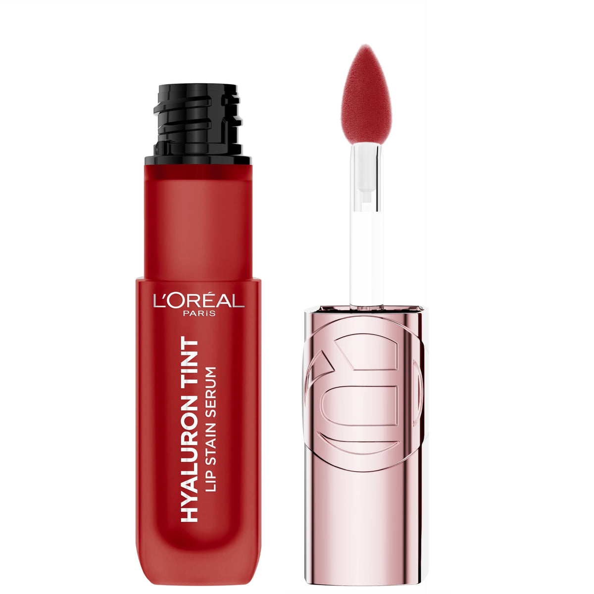 L'Oreal Paris Hyaluron Tint Lip Stain Serum, Long Lasting, Hydrating Lip Makeup Infused with Hyaluronic Acid, 420 Le Rouge Paris (Universal Red)
