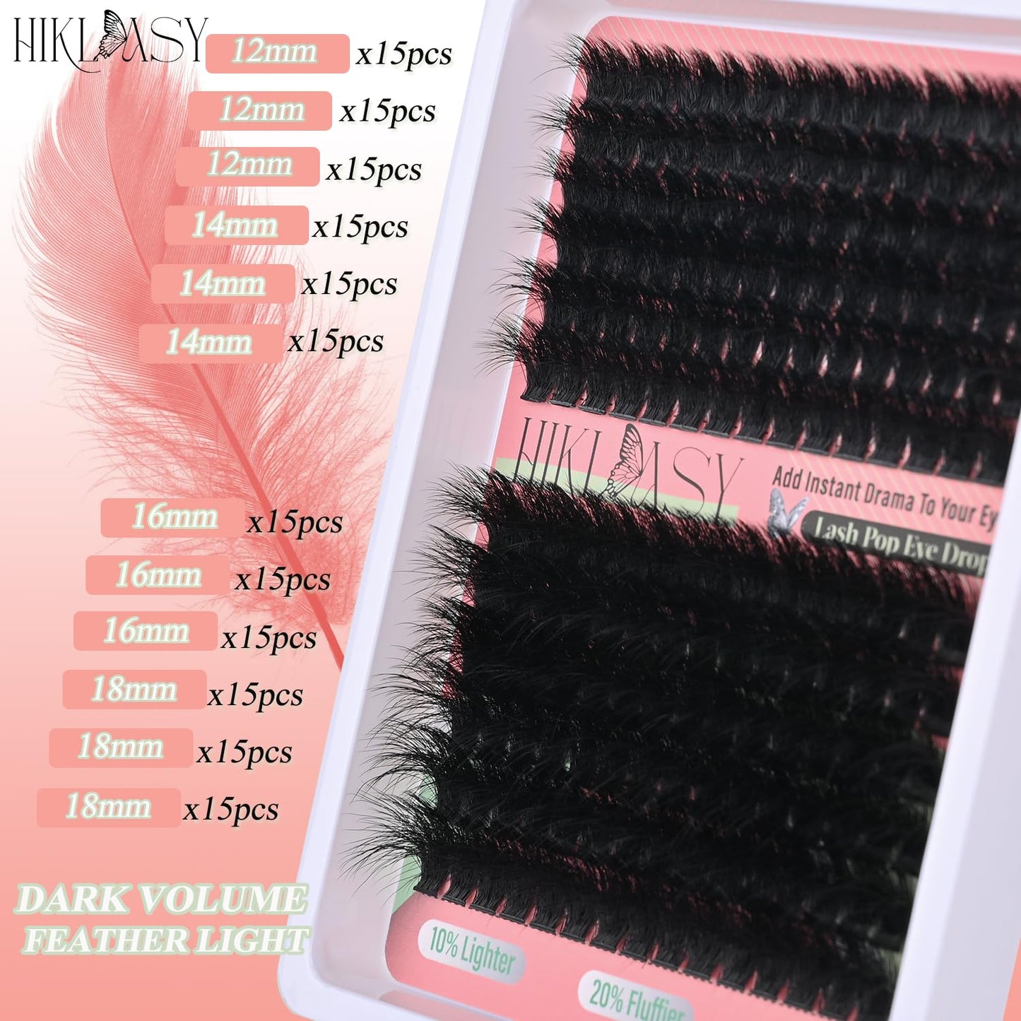 Lash Clusters Kit 260D Mega Volume DIY Eyelash Extensions With Bond And Seal 180pcs Soft Cluster Lashes For Natural And Dramatic Look 12-18mm Lengths Beauty and Personal Care HK HIKLASY