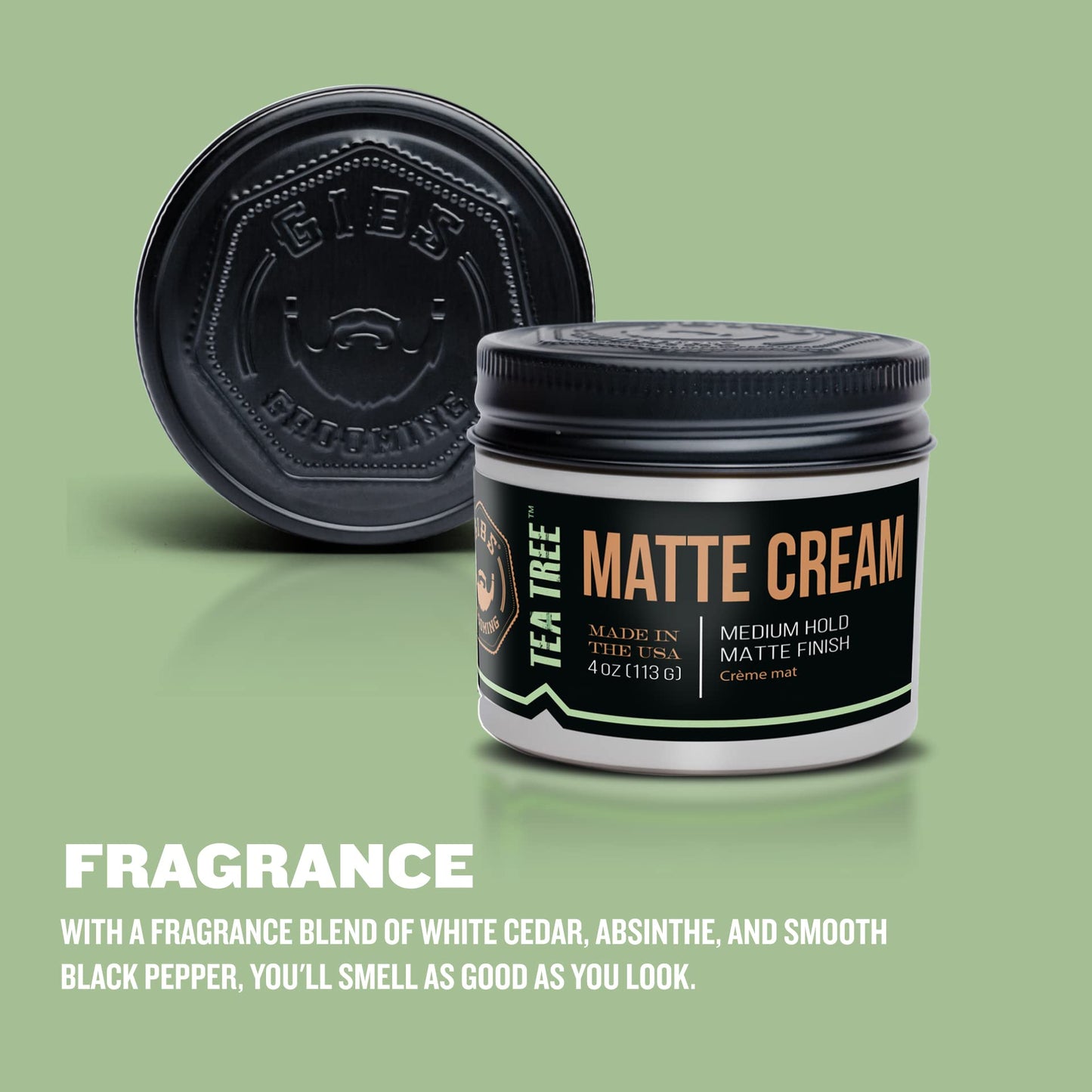 GIBS Tea Tree Matte Cream-Light/Medium Hold, Long Lasting Light Hold, Made in USA 4oz Beauty & Personal Care GIBS