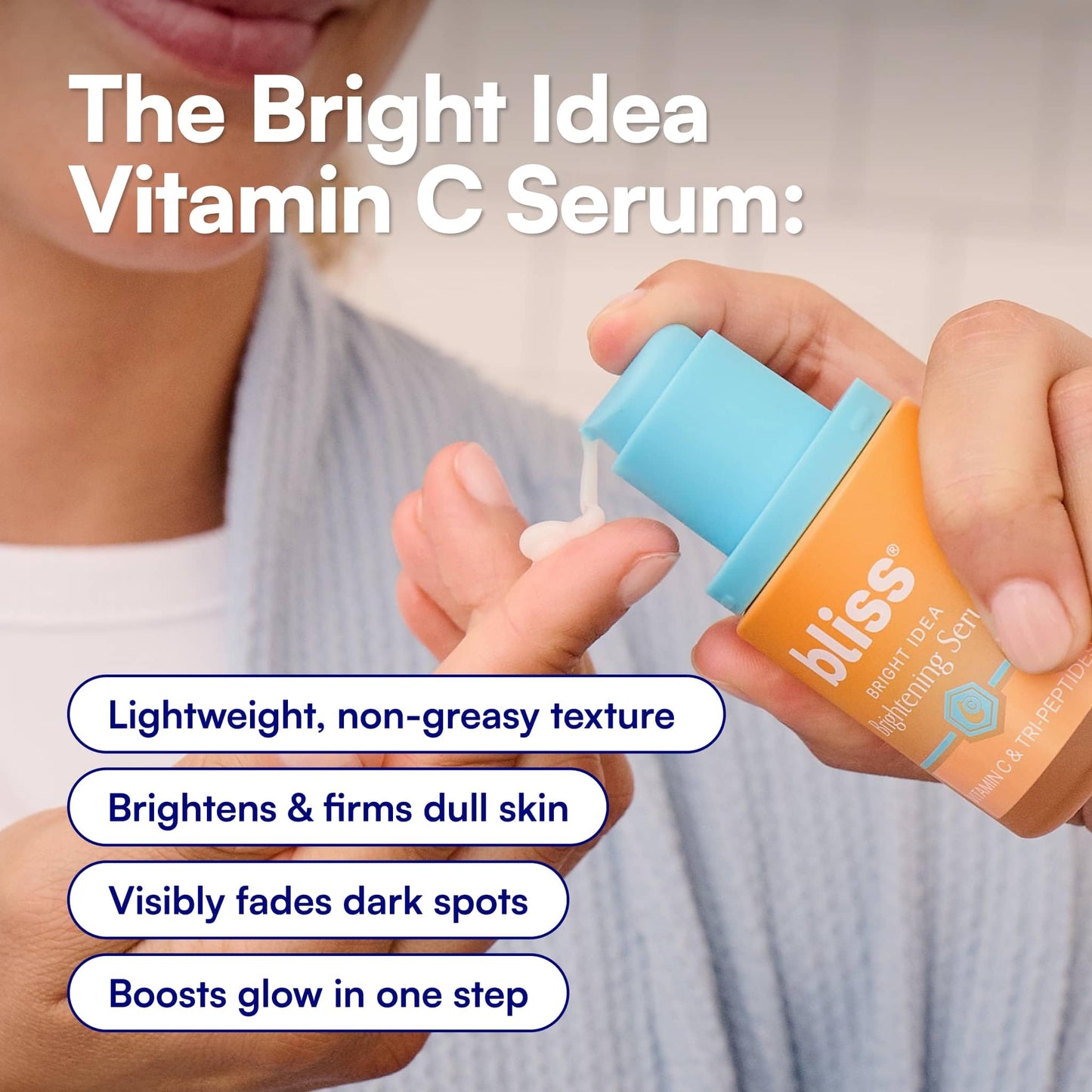 Bliss Vitamin C + Tri-Peptide Face Serum - Stabilized Vitamin C for Dark Spots, Fine Lines & Firmness - Brightening Serum with Collegen Boosting Beauty & Personal Care Bliss