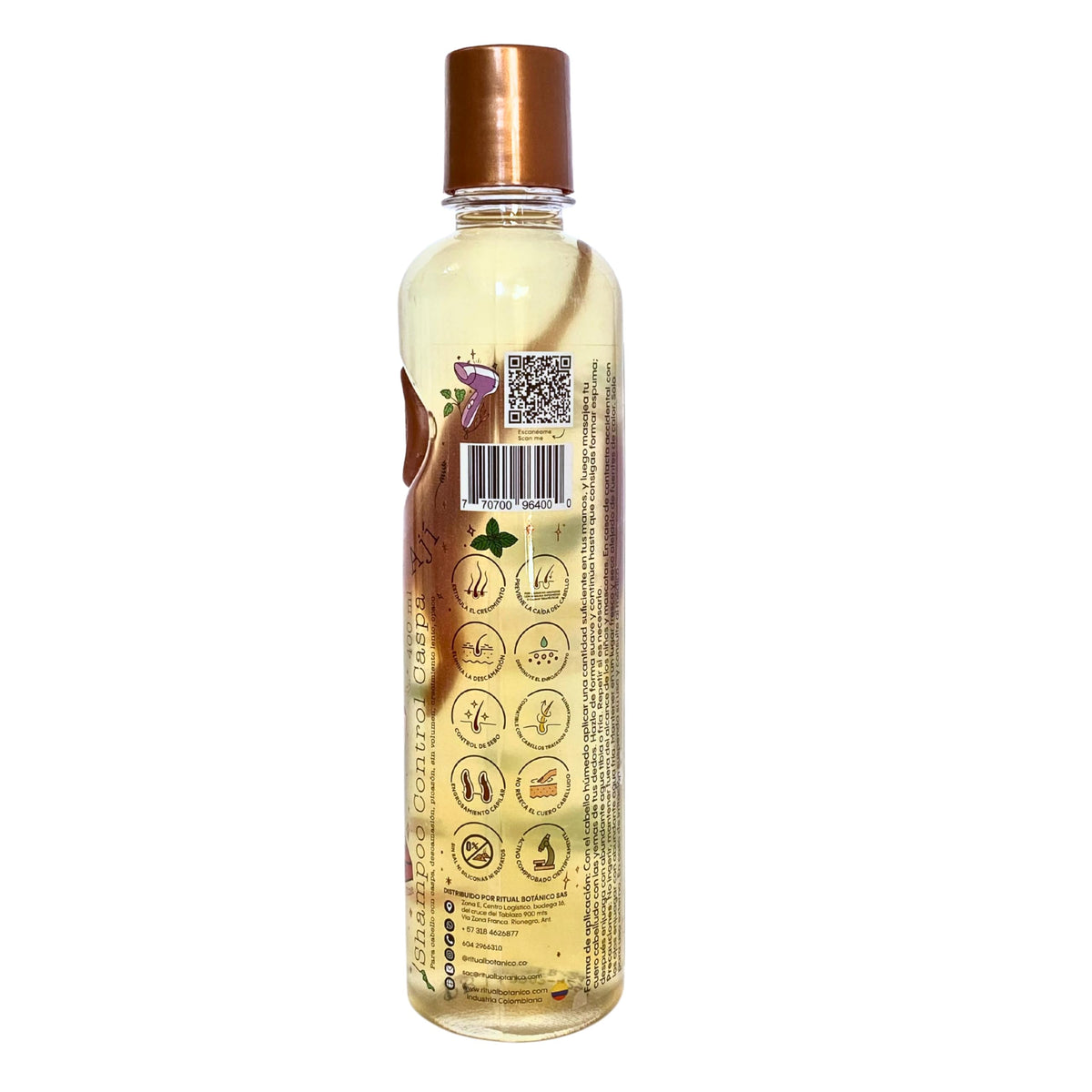 Ritual Botanico Dandruff Control with Mint and Chili, Shampoo Control Caspa con Menta y Aji, Natural Ingredients, 400ml