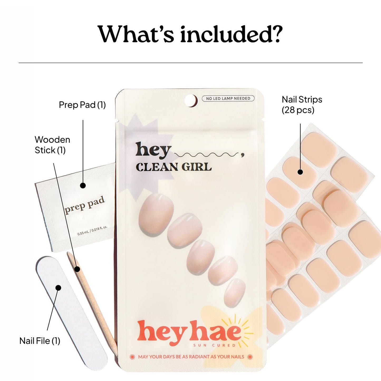 Heyhae Semi Cured Gel Nail Strips | Spring Nails No LED Lamp Needed Easy Apply & Remove | Includes 28 strips, 1 Prep Pad, 1 Nail File & 1 Wooden Stick Beauty and Personal Care heyhae