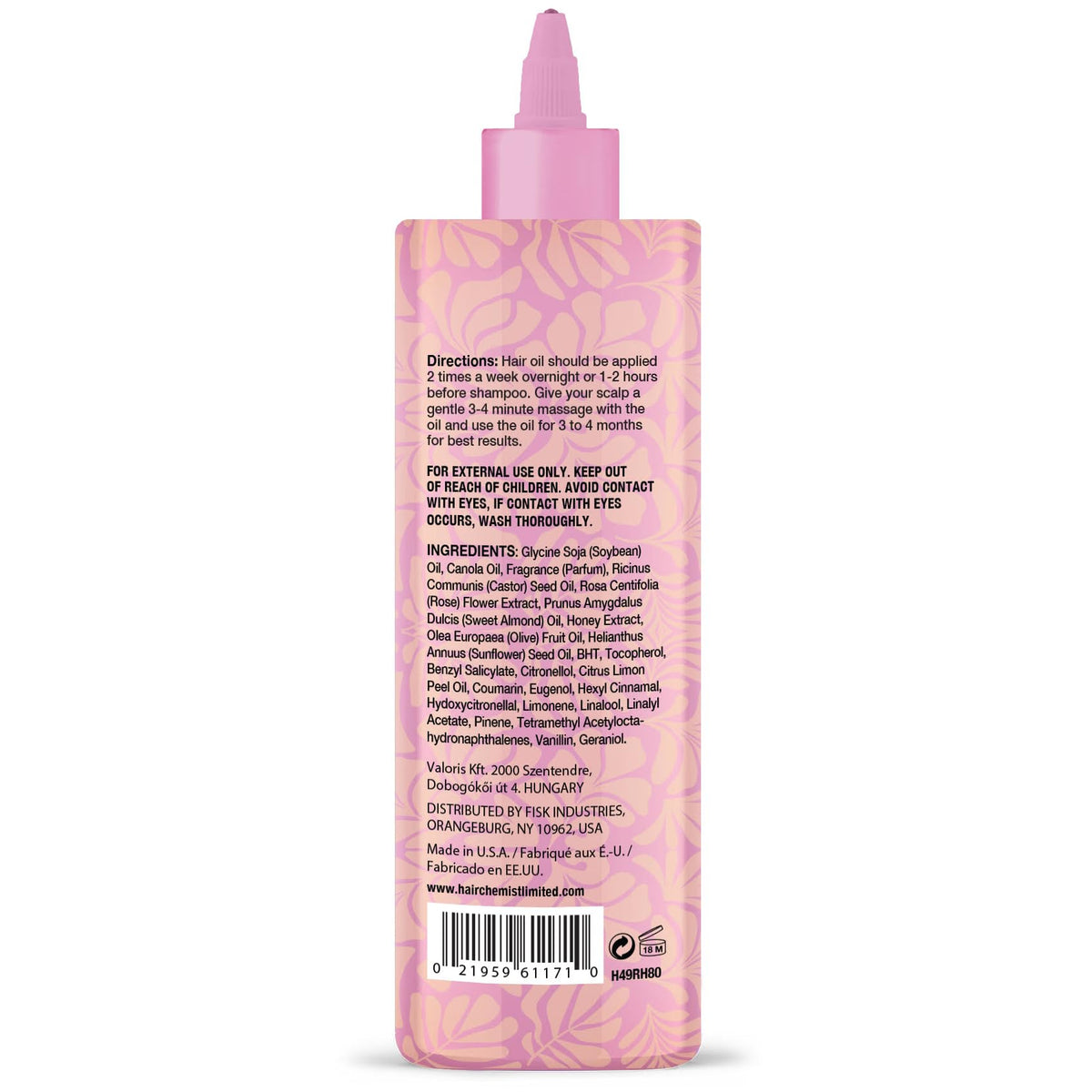 Hair Chemist Rose & Honey Hair Oil 8 oz. - Repairing Hair Treatment, Adds Softness and Shine