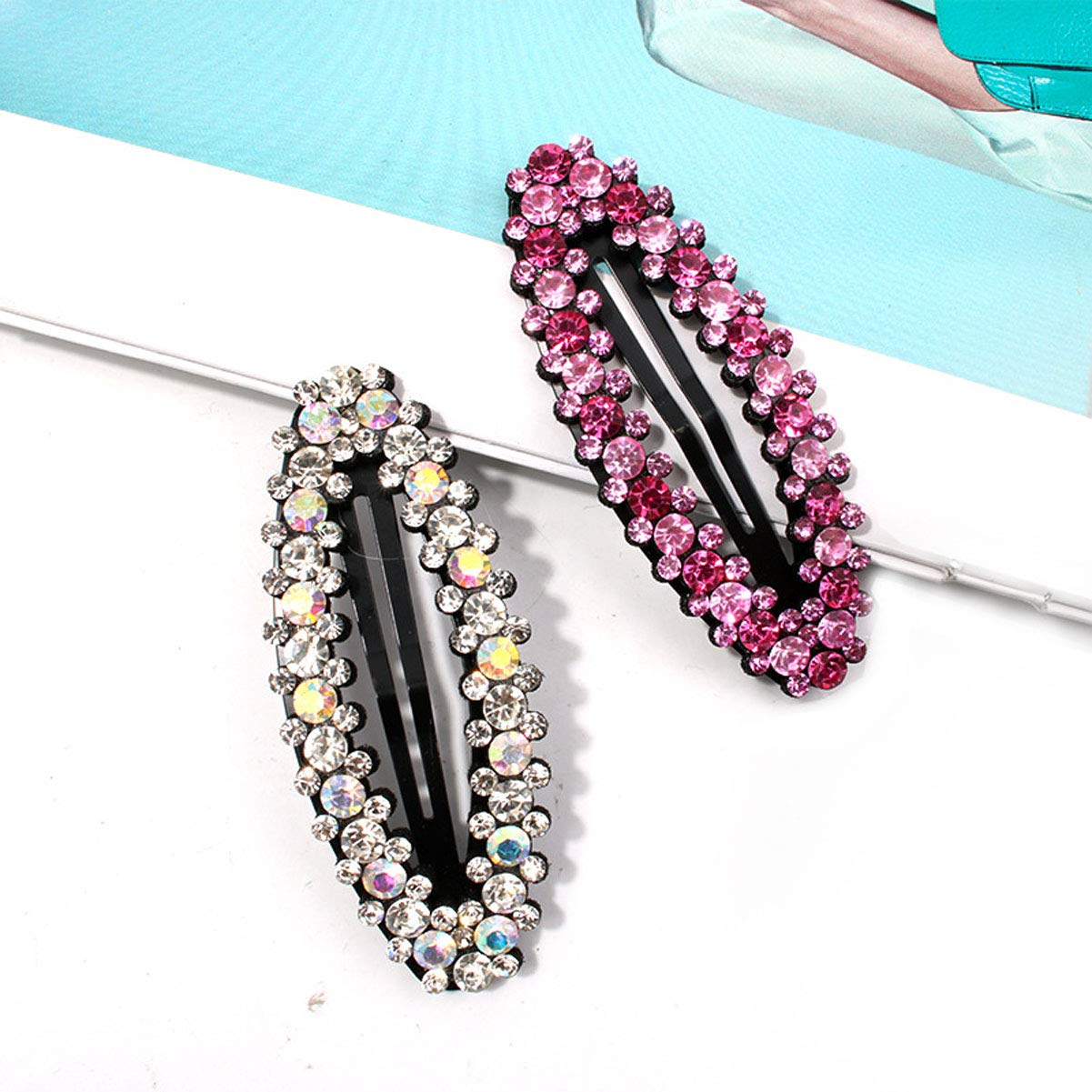 4 Pcs Shiny Rhinestone Snap Hair Clip Simple Fashion Alloy BB Clip Side Clip Hair Pins Hair Barrettes Women Hair Styling Accessories Beauty & Personal Care Teppylony