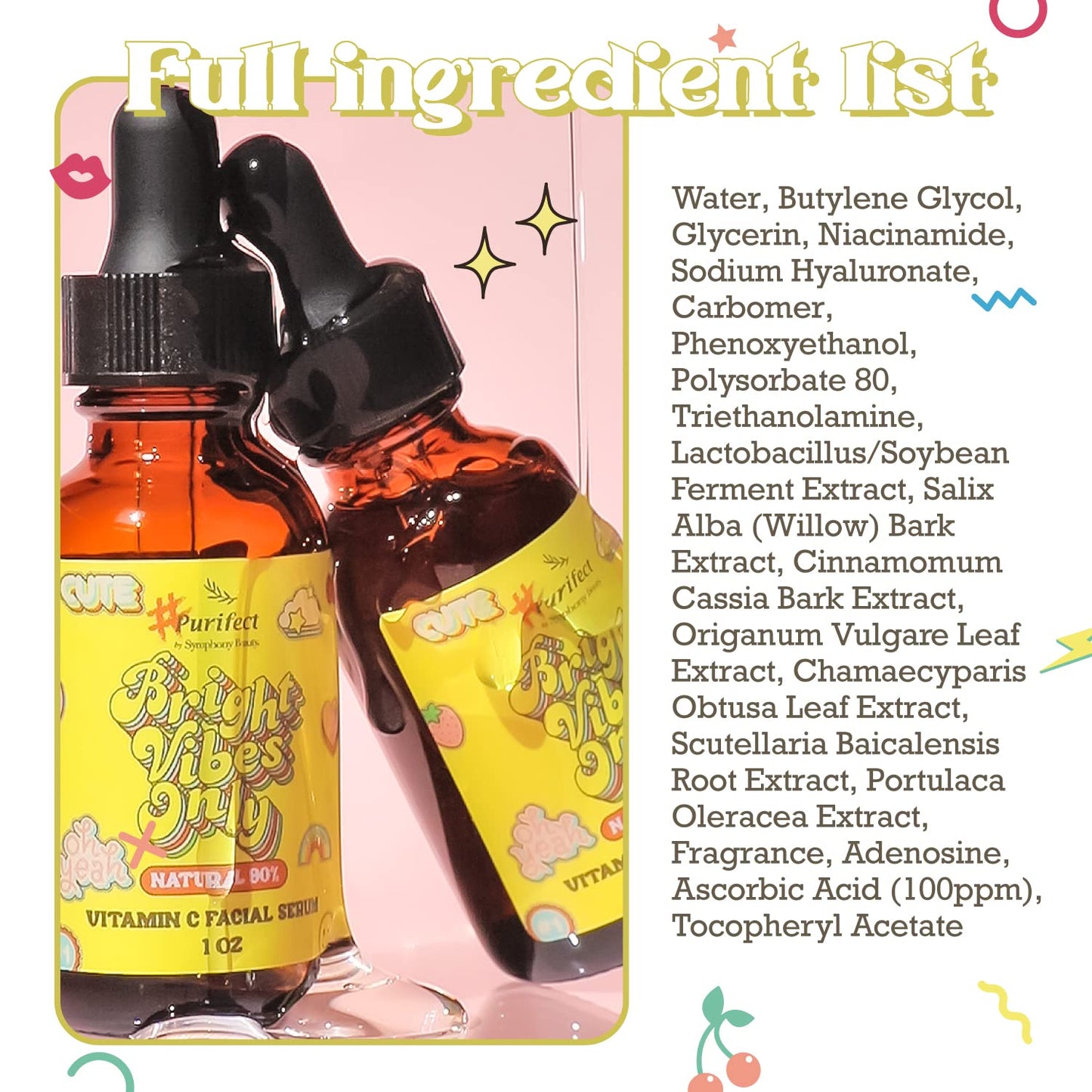 Purifect Bright Vibes Only Vitamin C Facial Serum with Vitamin E - Brightening Serum for Face, Supports Even Skin Tone, Lightweight Daily Skincare Beauty & Personal Care Purifect by Symphony Beauty