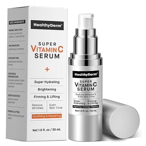HealthyDerm Super Vitamin C Serum for Women Over 70: Niacinamide, Vitamin C, Hyaluronic Acid, Peptides, Vitamin E, Caffeine, Bakuchiol, Hydrating Beauty & Personal Care HealthyDerm