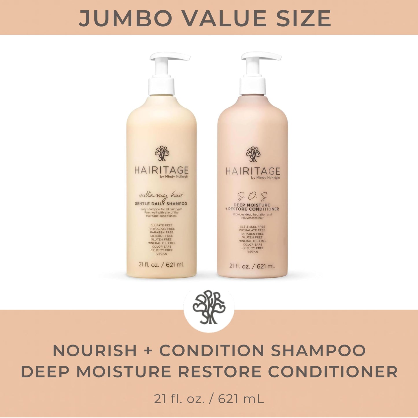 Hairitage Gentle Daily Moisture Shampoo and Conditioner Set - Split End + Bond Strengthening for Dry, Damaged Hair with Jojoba Oil - Anti-Frizz Beauty & Personal Care Hairitage