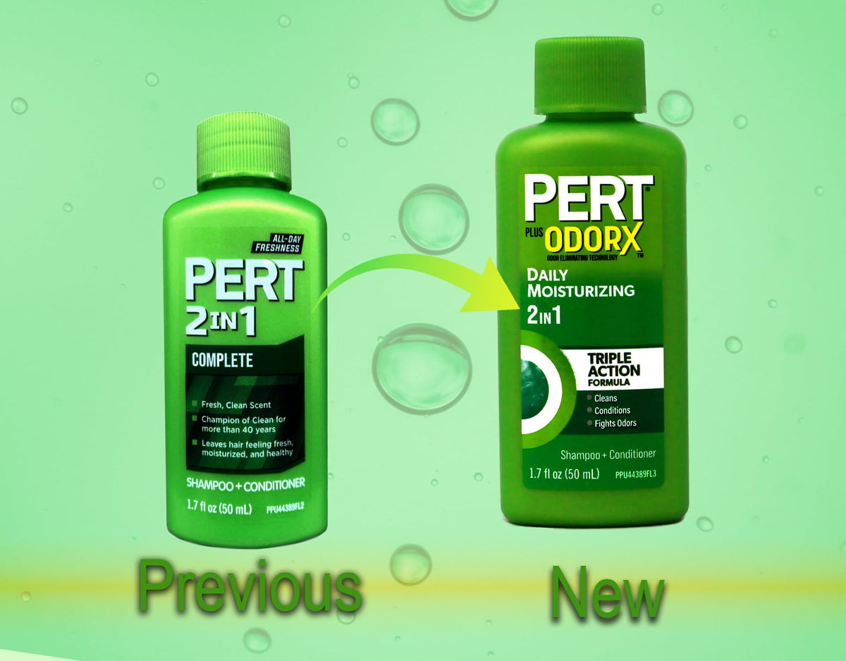 Pert Plus 2-in-1 Shampoo & Conditioner, Classic Clean 1.70 oz (Pack of 6)