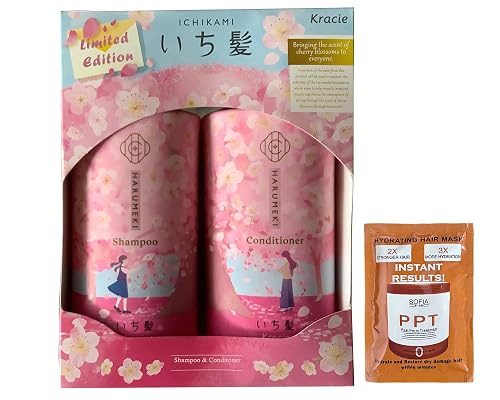 Limited Edition Ichikami Sakura & Cherry Blossom Shampoo and Conditioner Set, 2 Pieces, Pink and White Beauty & Personal Care SOFIA BY ODE