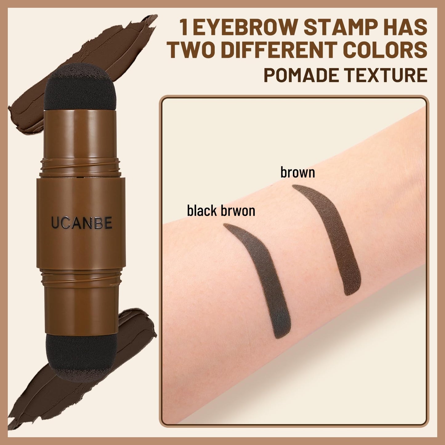 UCANBE 25PCS Eyebrow Stamp Stencil Kit With Dual-Color Eyebrow Stamp Pomade,20 Reusable Eyebrow Stencils,Finising Powder,Brush,Eyebrow Razor,Zipper Beauty and Personal Care UCANBE