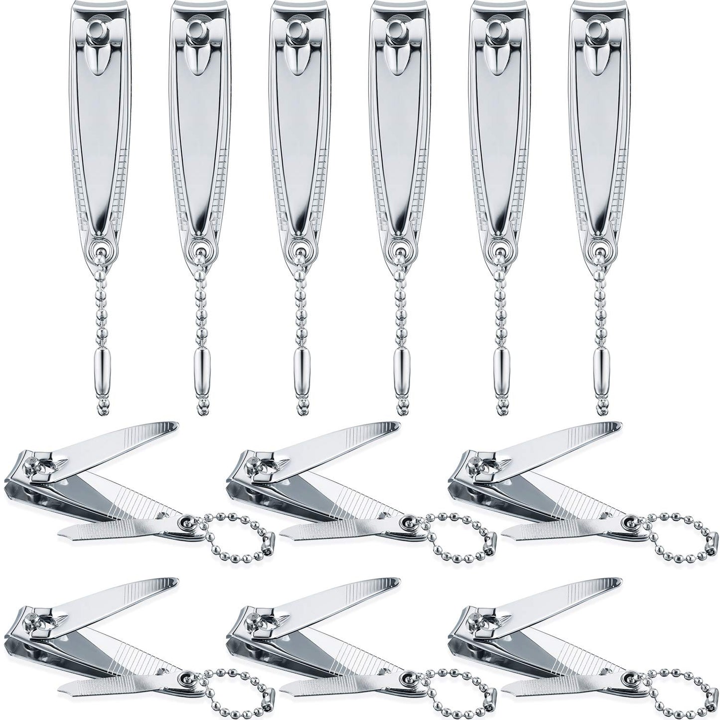 Bememo 12 Pcs Stainless Nail Clippers Set Fingernail Clippers and Toenail Cutter Tool Set, Men, Women, Elder, Home Travel Salon Care Beauty & Personal Care Bememo