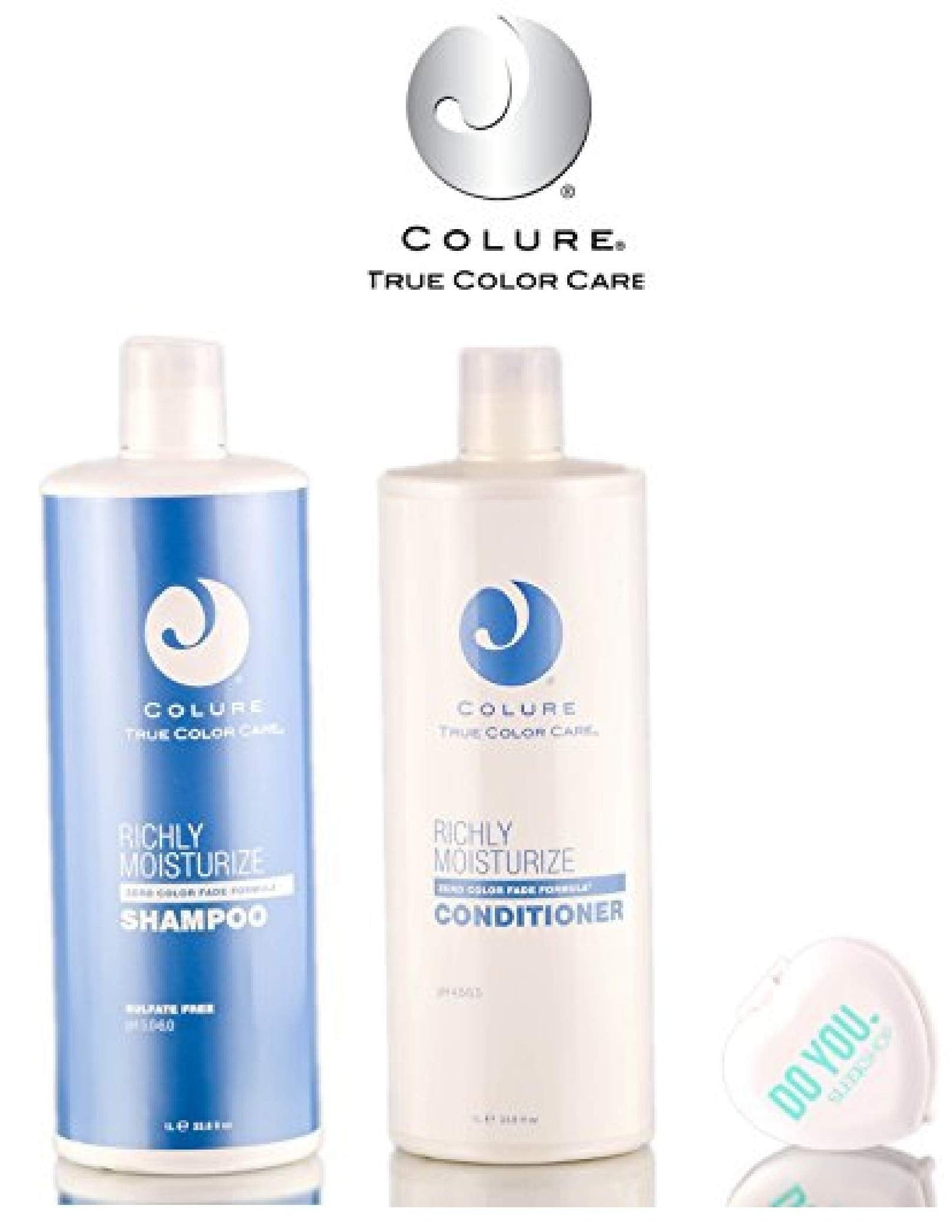 Colure True Color Care Richly Moisturize Shampoo & Conditioner DUO Set (with Sleek Compact Mirror) (33.8 oz Liter Large Kit) Beauty & Personal Care COLURE