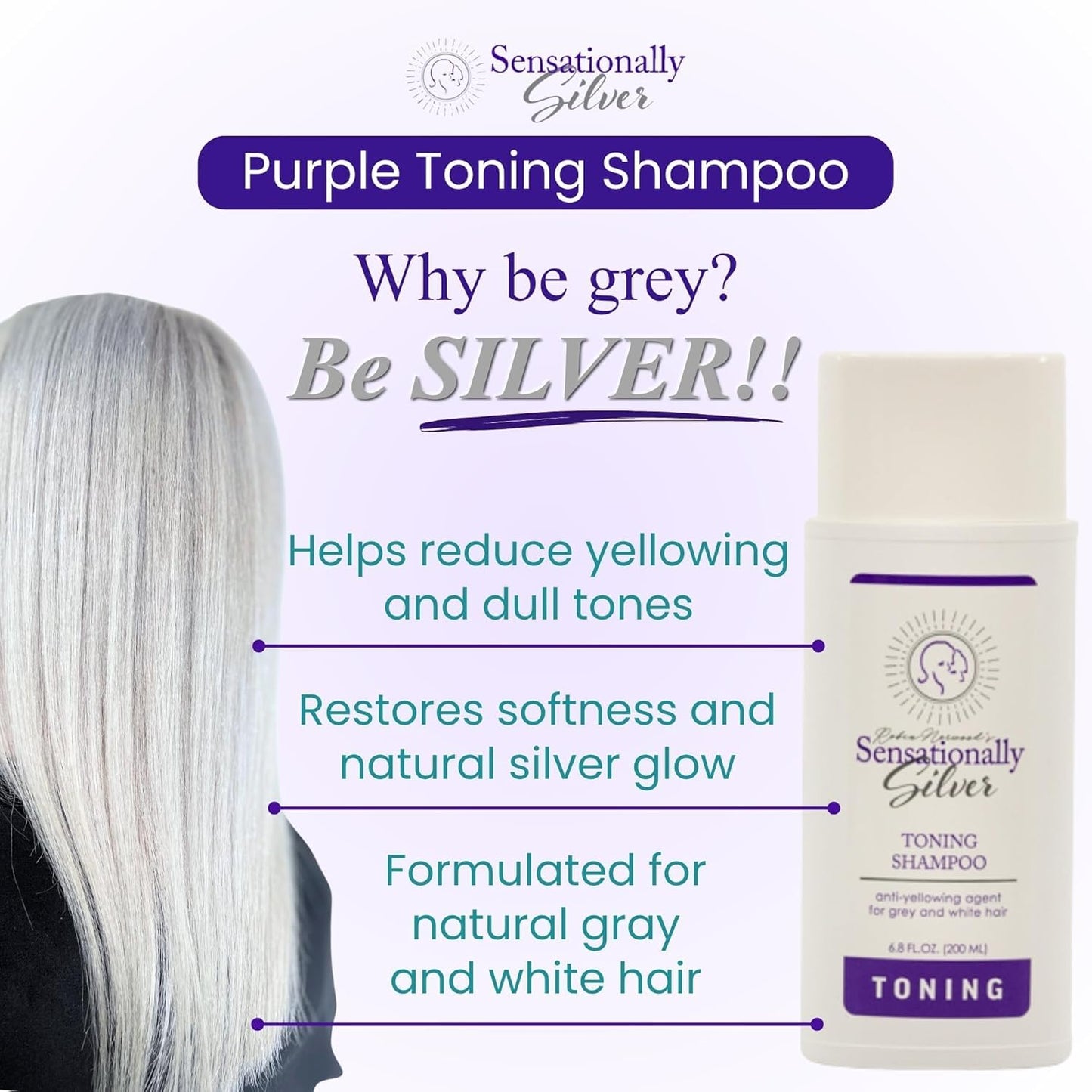 Father's Day | Sensationally Silver 3-Piece Gift Set - Premium Hair Care Trio for Gray, Silver & White Hair | Includes Toning Shampoo, Balancing Beauty & Personal Care Robin Norwood's Sensationally Silver