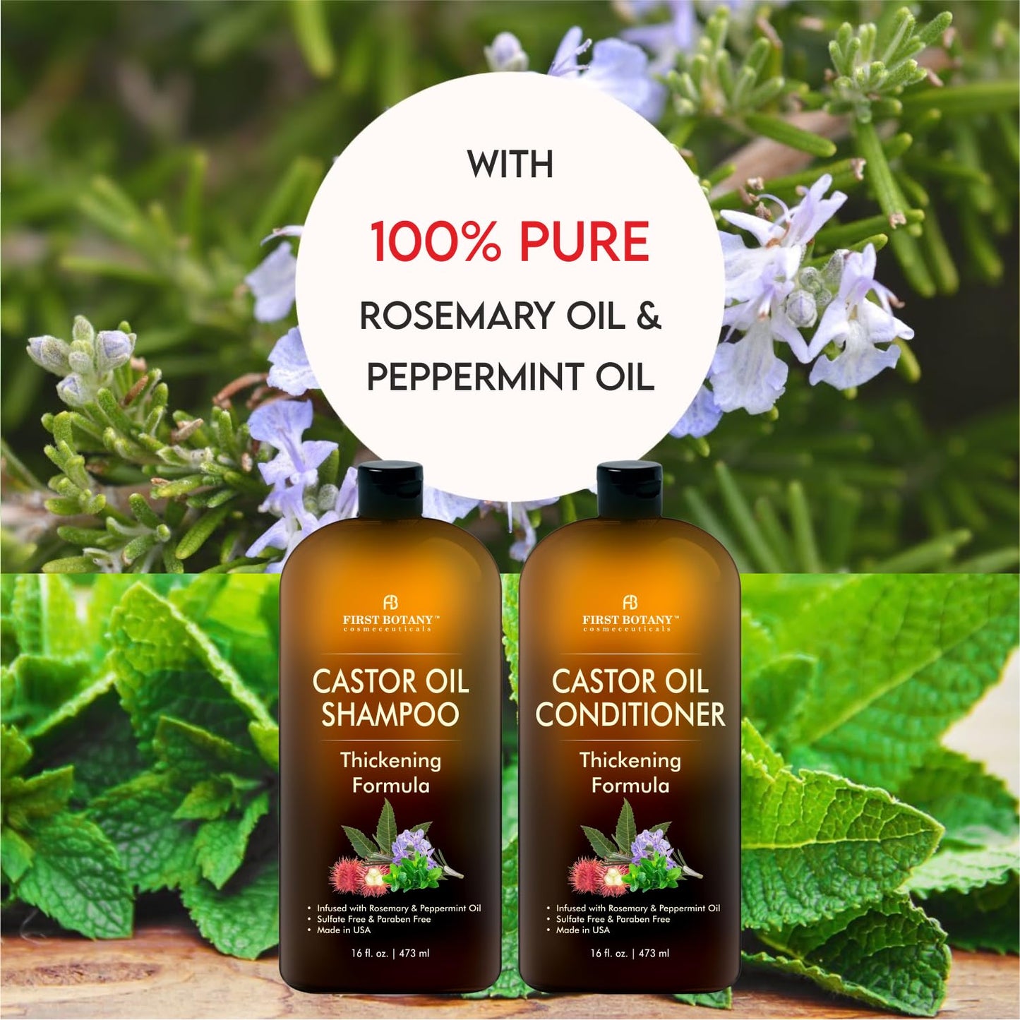 Castor Oil Shampoo and Conditioner - An Anti Hair Loss Set Thickening formula For Hair Regrowth, Anti Thinning Sulfate Free For Men & Women Anti Beauty & Personal Care First Botany