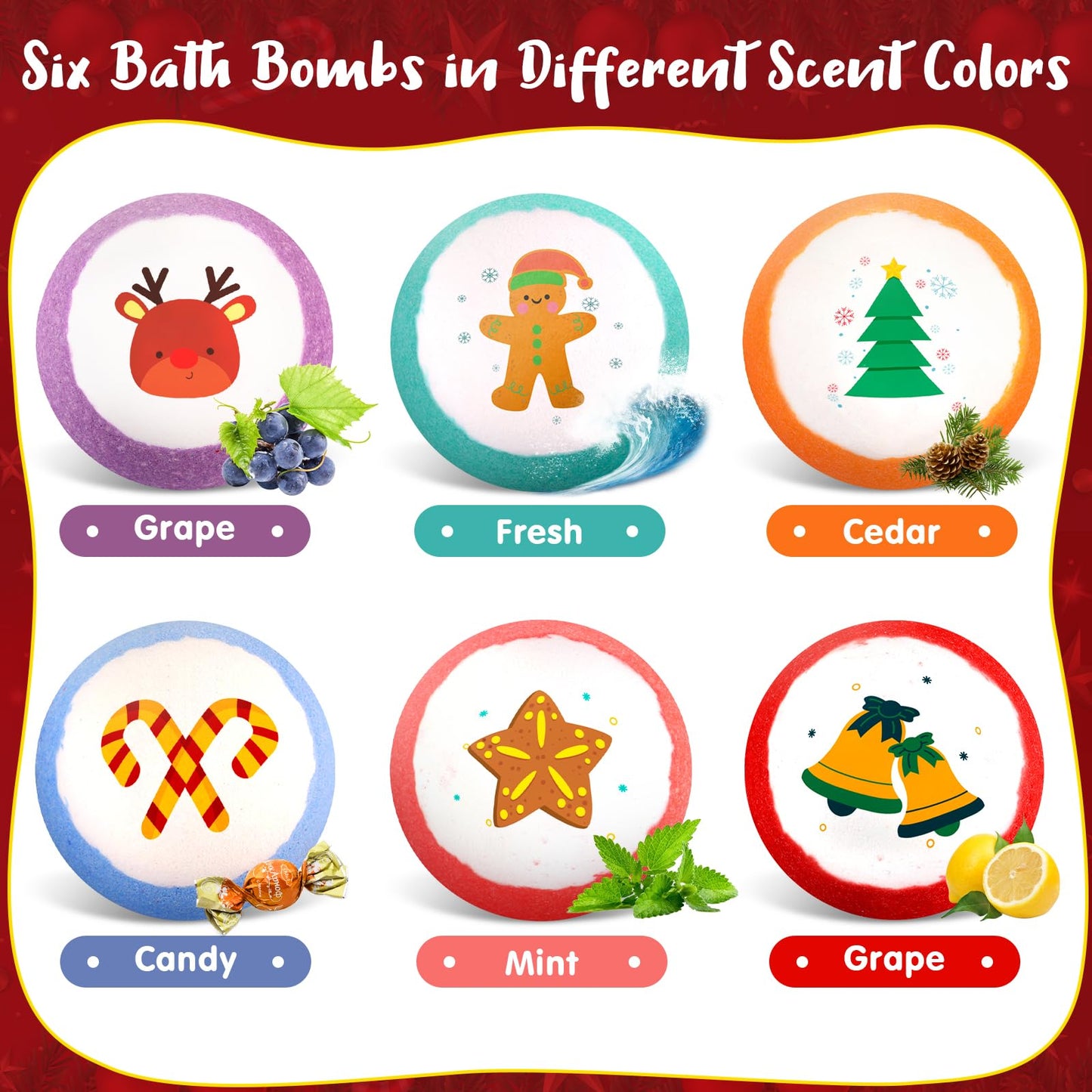 SeasonBliss Christmas Bath Bombs for Kids with Surprise Inside,Bath Bombs Sets with 6 Pack Bubble Bath Bomb for Girls and Boys, Nice Gifts for Kids Beauty and Personal Care SeasonBliss