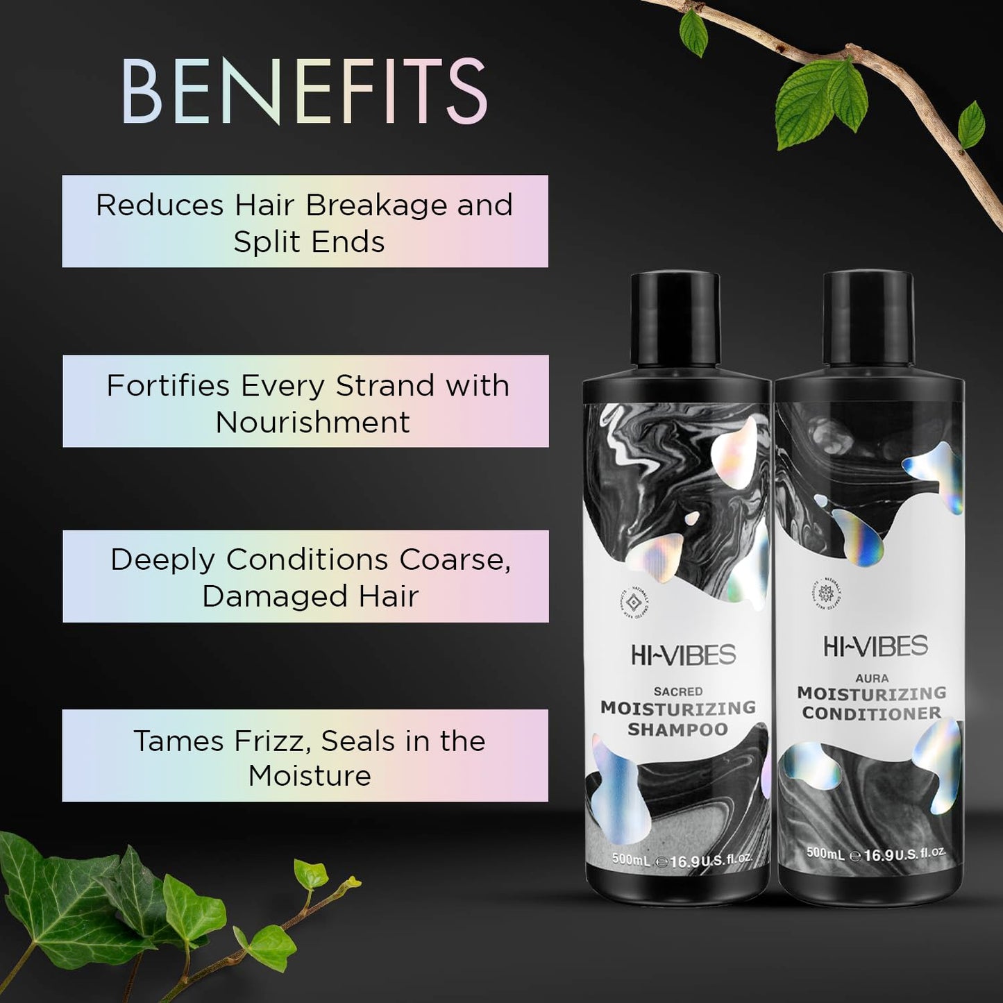 MOEHAIR Hi-Vibes Vegan Shampoo, Conditioner and Serum | Argan Oil Shampoo and Conditioner Set with Anti Frizz Hair Serum | Infused With Avocado Beauty & Personal Care MOEHAIR