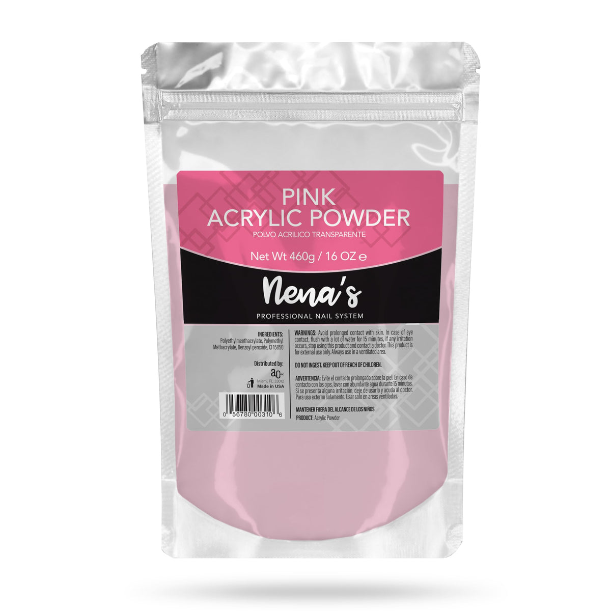 Nena's Superior Sculpting Powder Professional Acrylic Nail System Clear Medium Pink 16 oz 460 g (Pink)